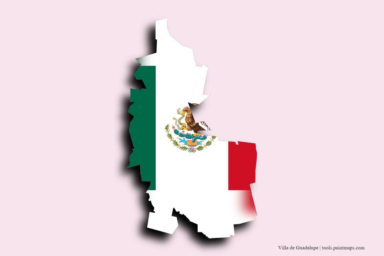 flag map of Villa de Guadalupe with 3D shadow effect