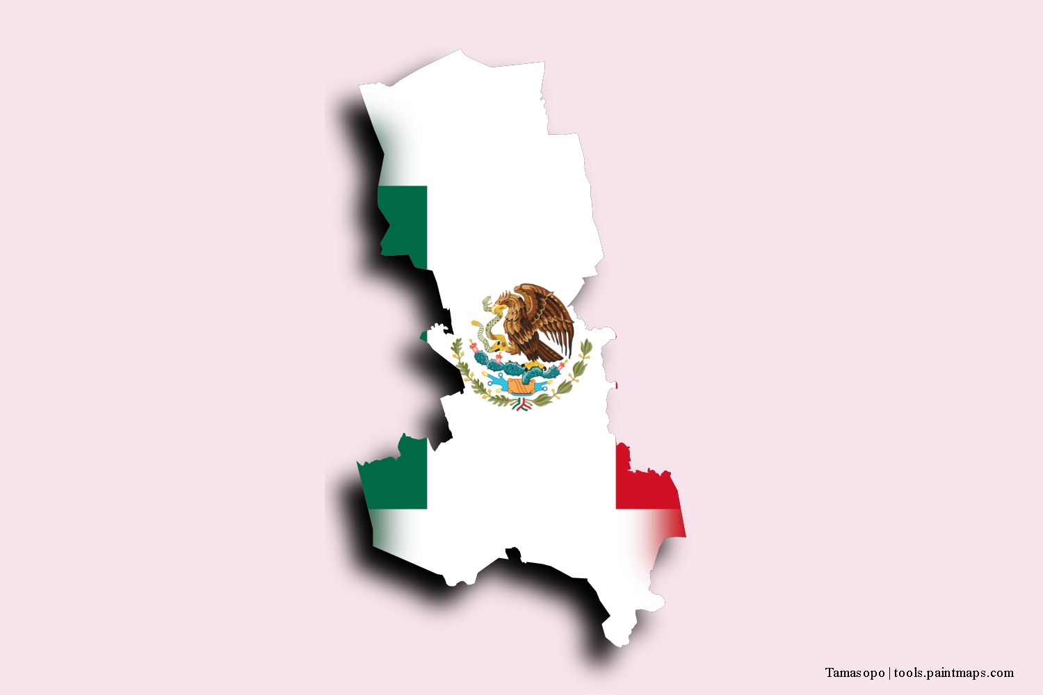 flag map of Tamasopo with 3D shadow effect