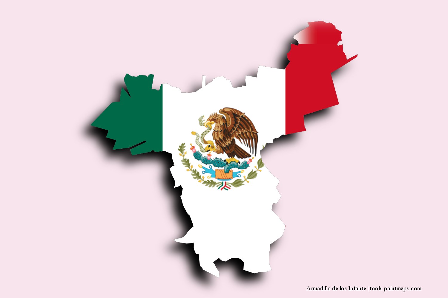 flag map of Armadillo de los Infante with 3D shadow effect