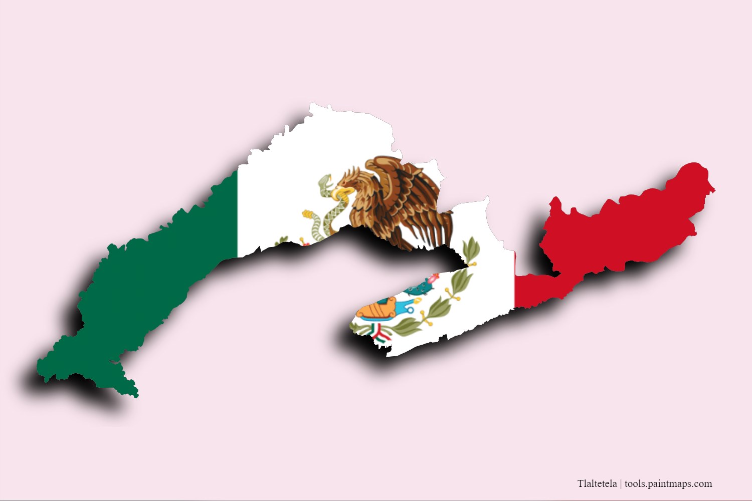 Mapa de la bandera de Tlaltetela con efecto de sombra 3D