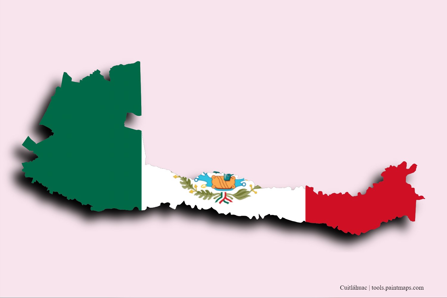 flag map of Cuitláhuac with 3D shadow effect