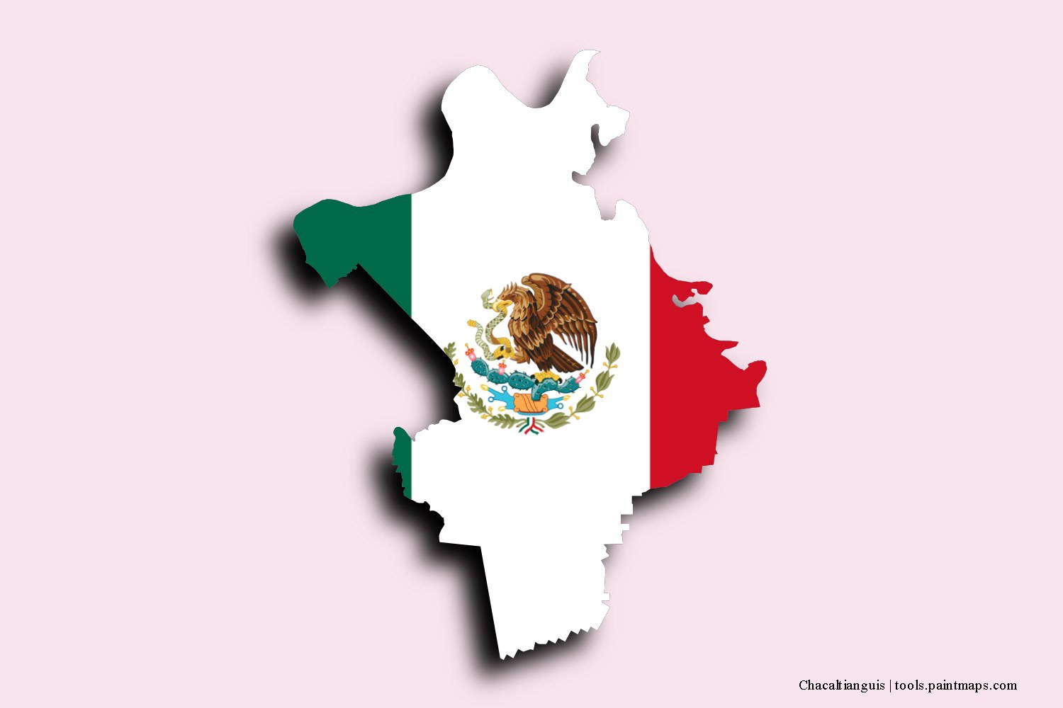 flag map of Chacaltianguis with 3D shadow effect