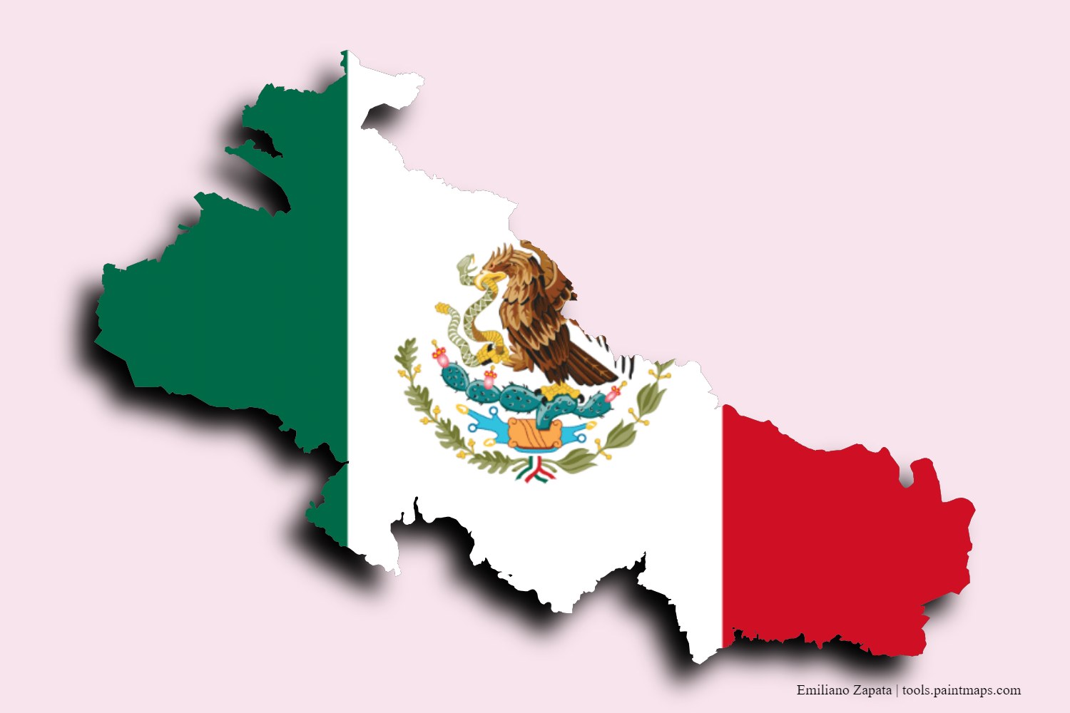 flag map of Emiliano Zapata with 3D shadow effect