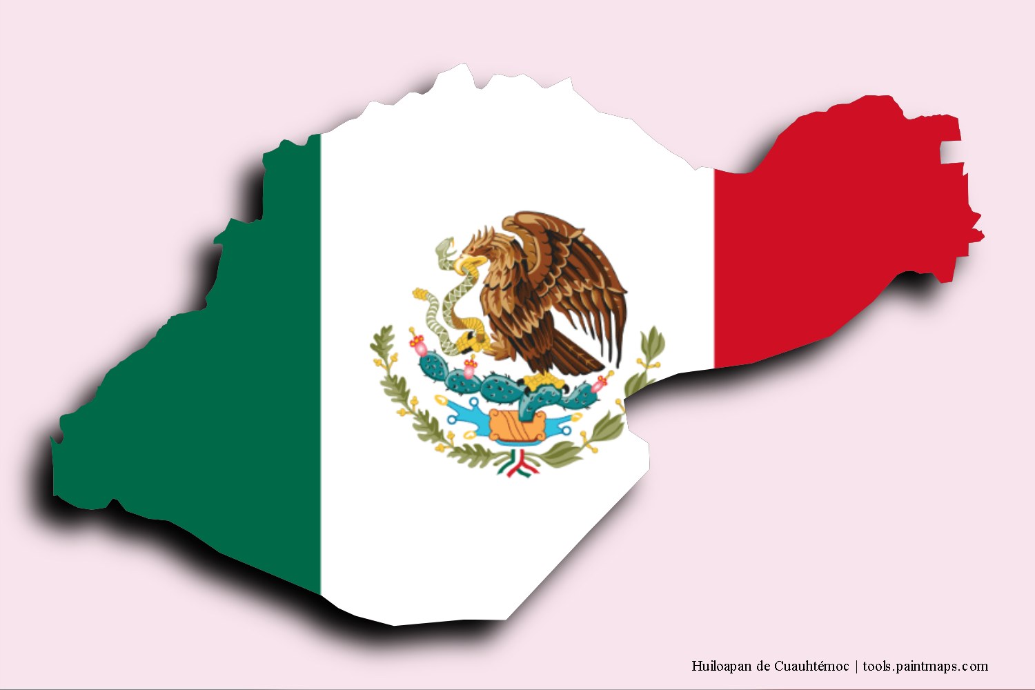 flag map of Huiloapan de Cuauhtémoc with 3D shadow effect