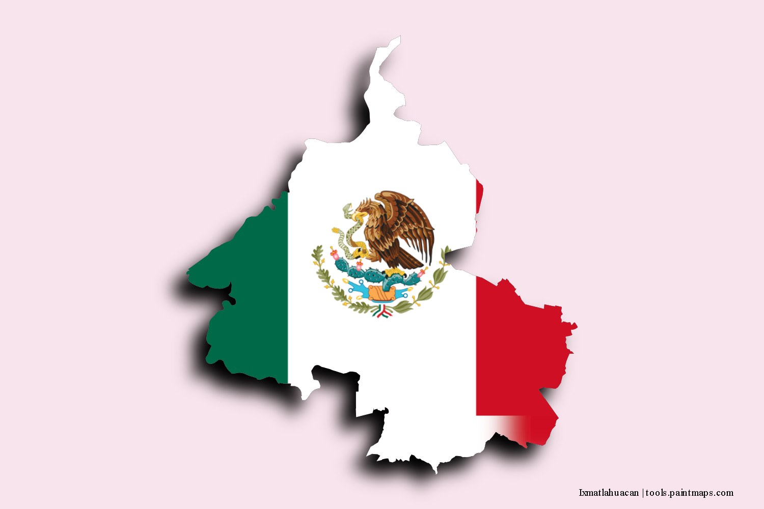 flag map of Ixmatlahuacan with 3D shadow effect