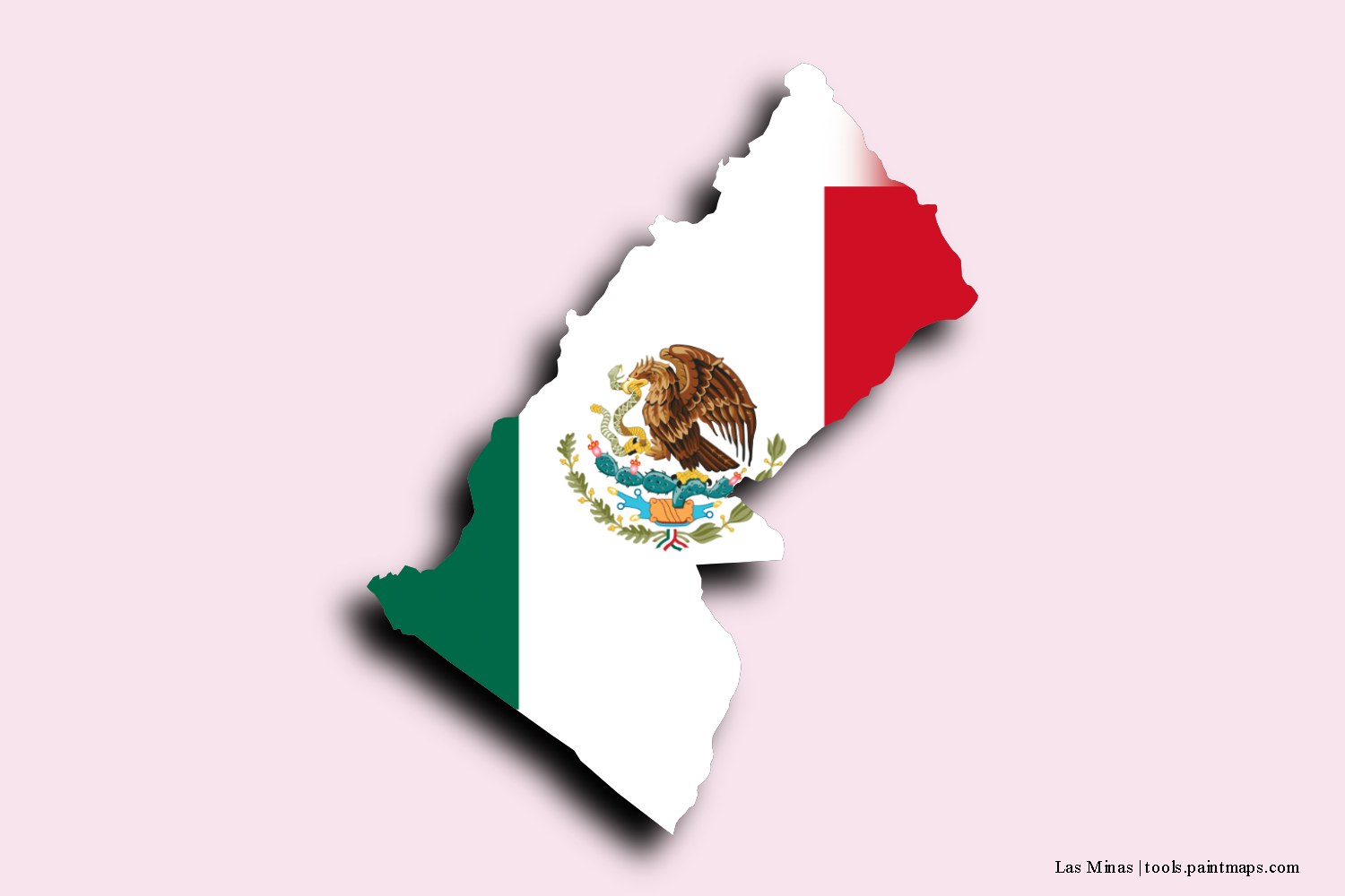 flag map of Las Minas with 3D shadow effect