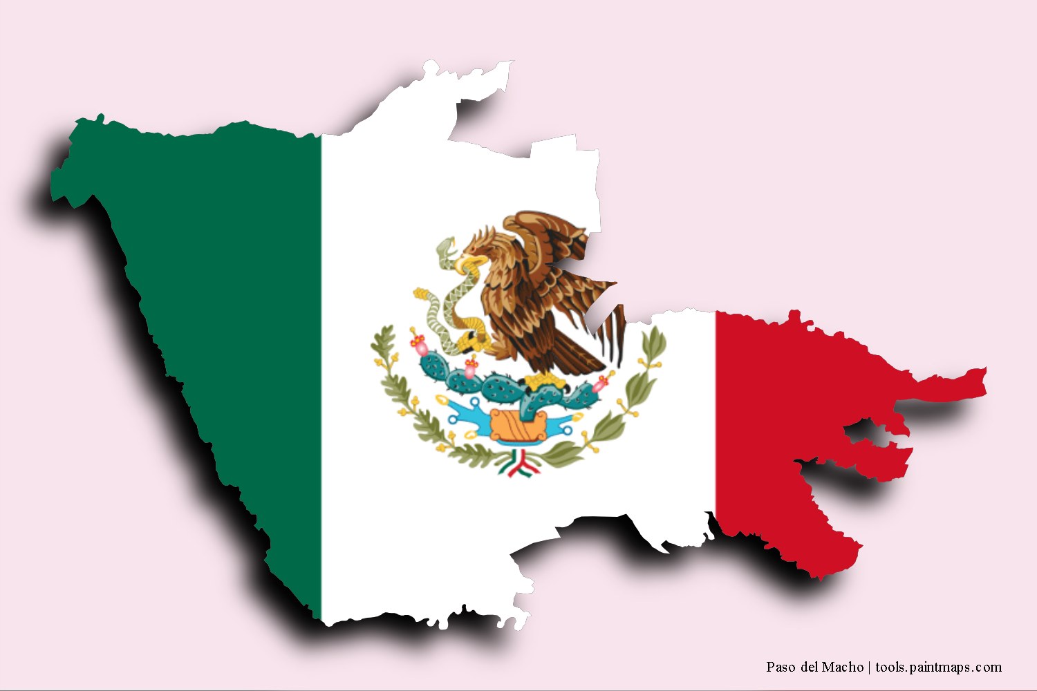 flag map of Paso del Macho with 3D shadow effect