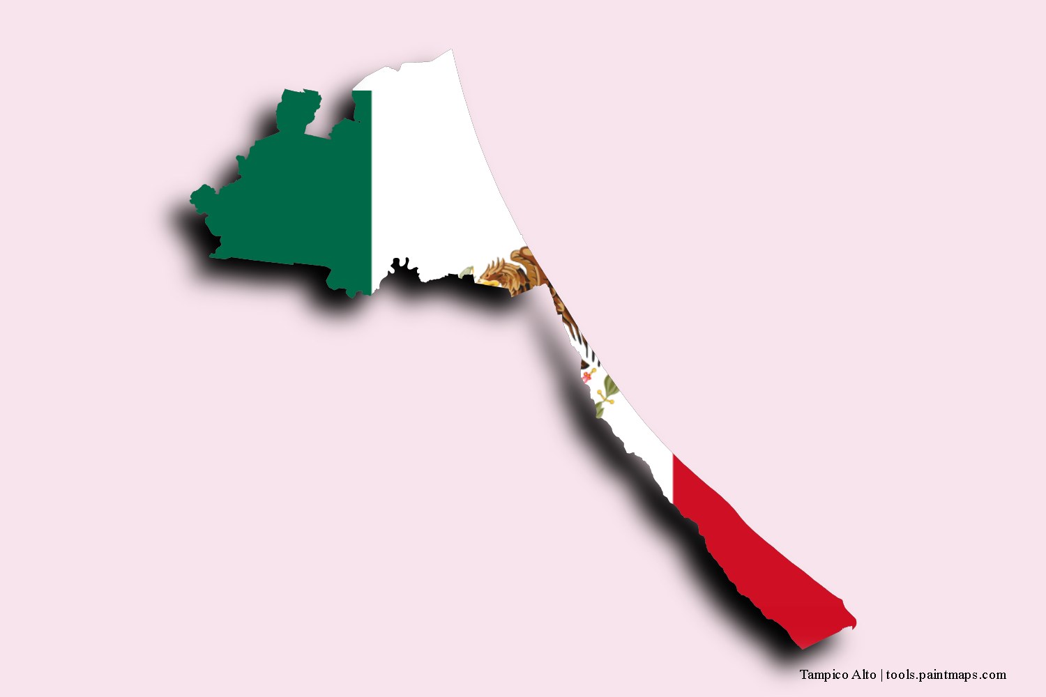 flag map of Tampico Alto with 3D shadow effect