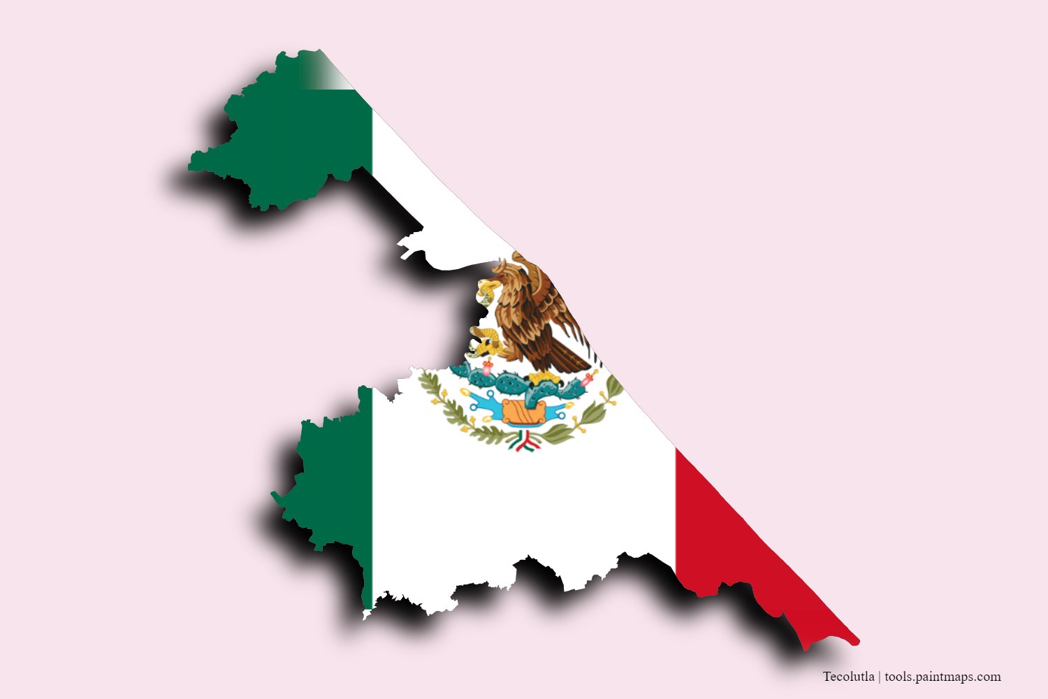 flag map of Tecolutla with 3D shadow effect