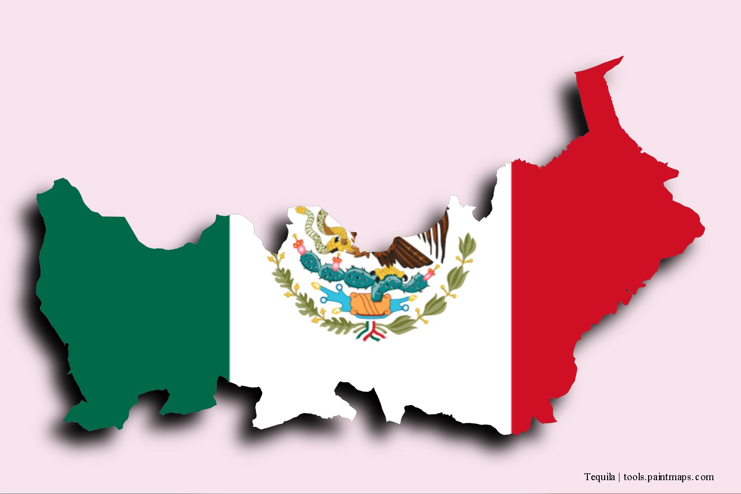 flag map of Tequila with 3D shadow effect