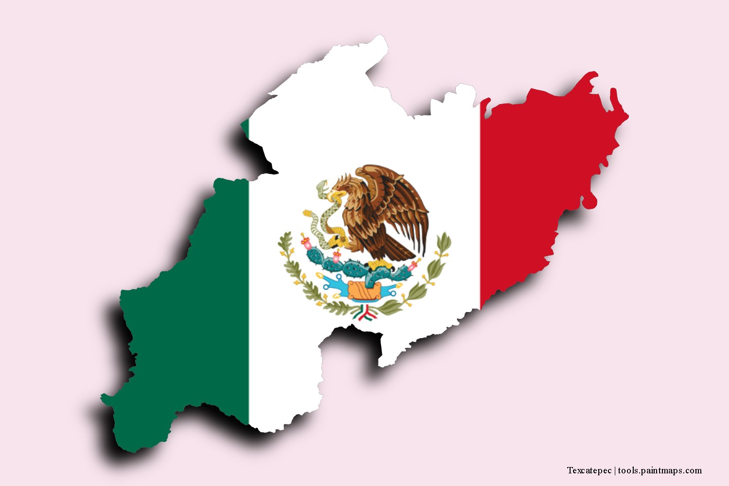 flag map of Texcatepec with 3D shadow effect