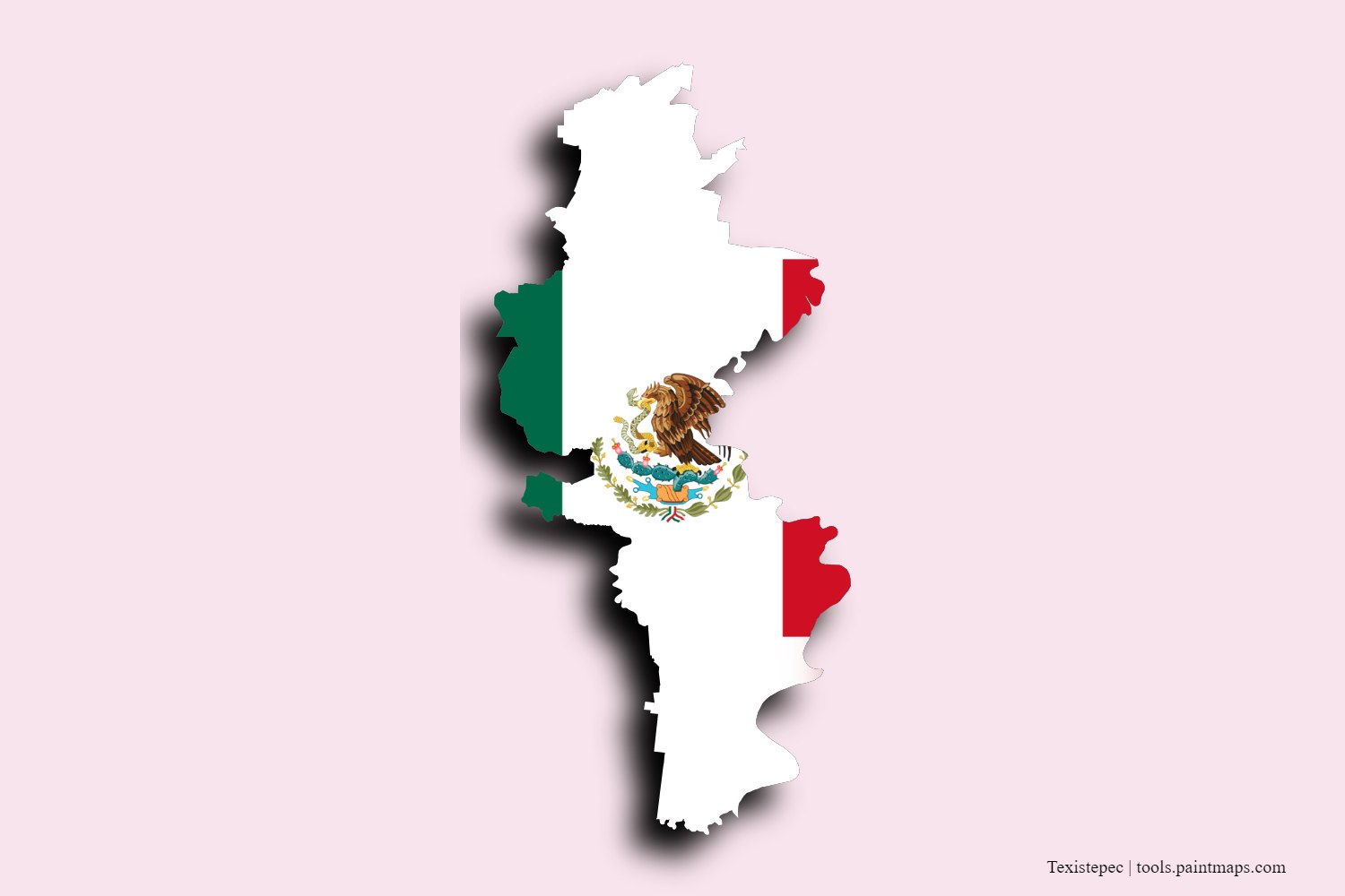 flag map of Texistepec with 3D shadow effect