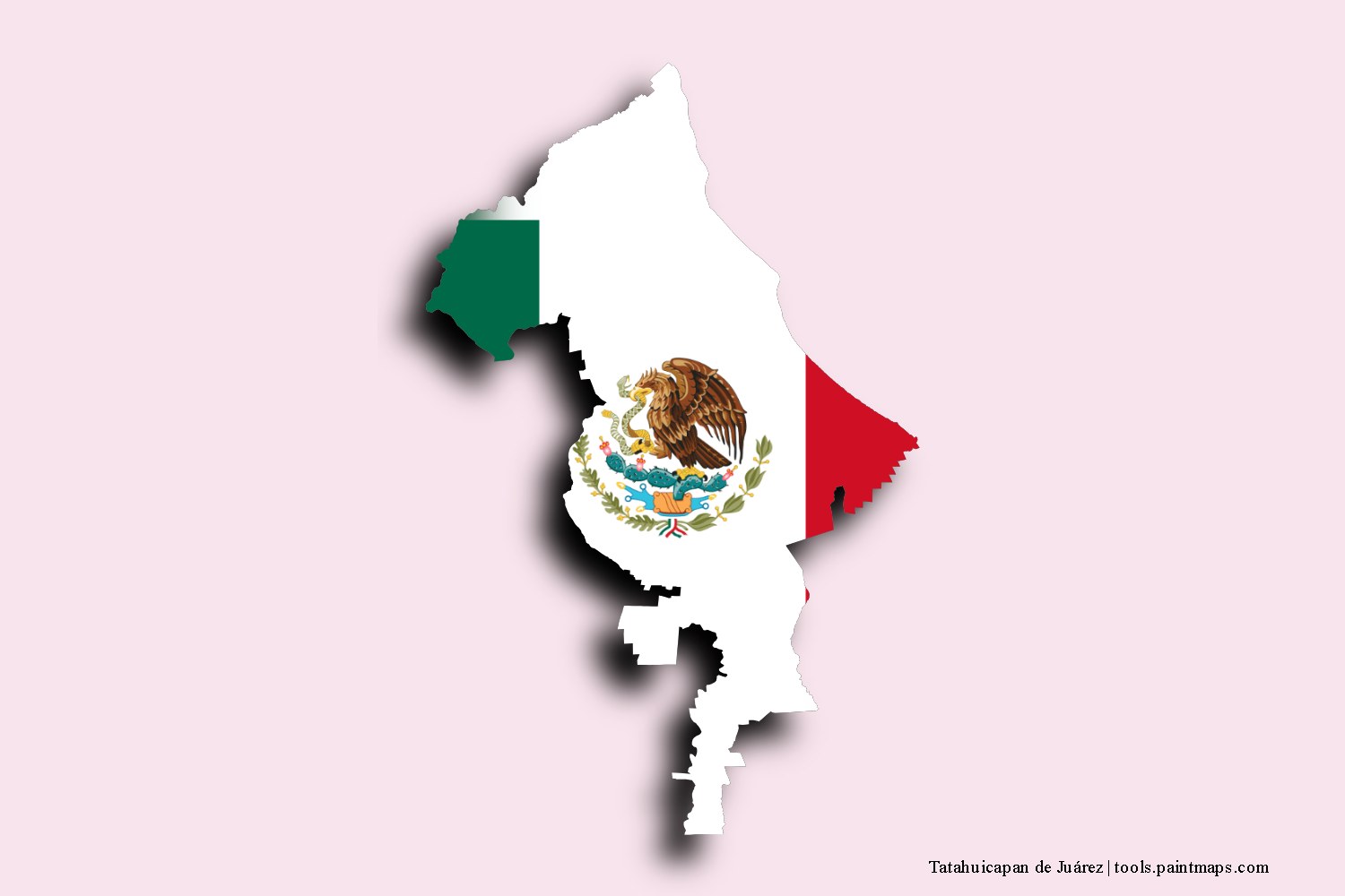 flag map of Tatahuicapan de Juárez with 3D shadow effect