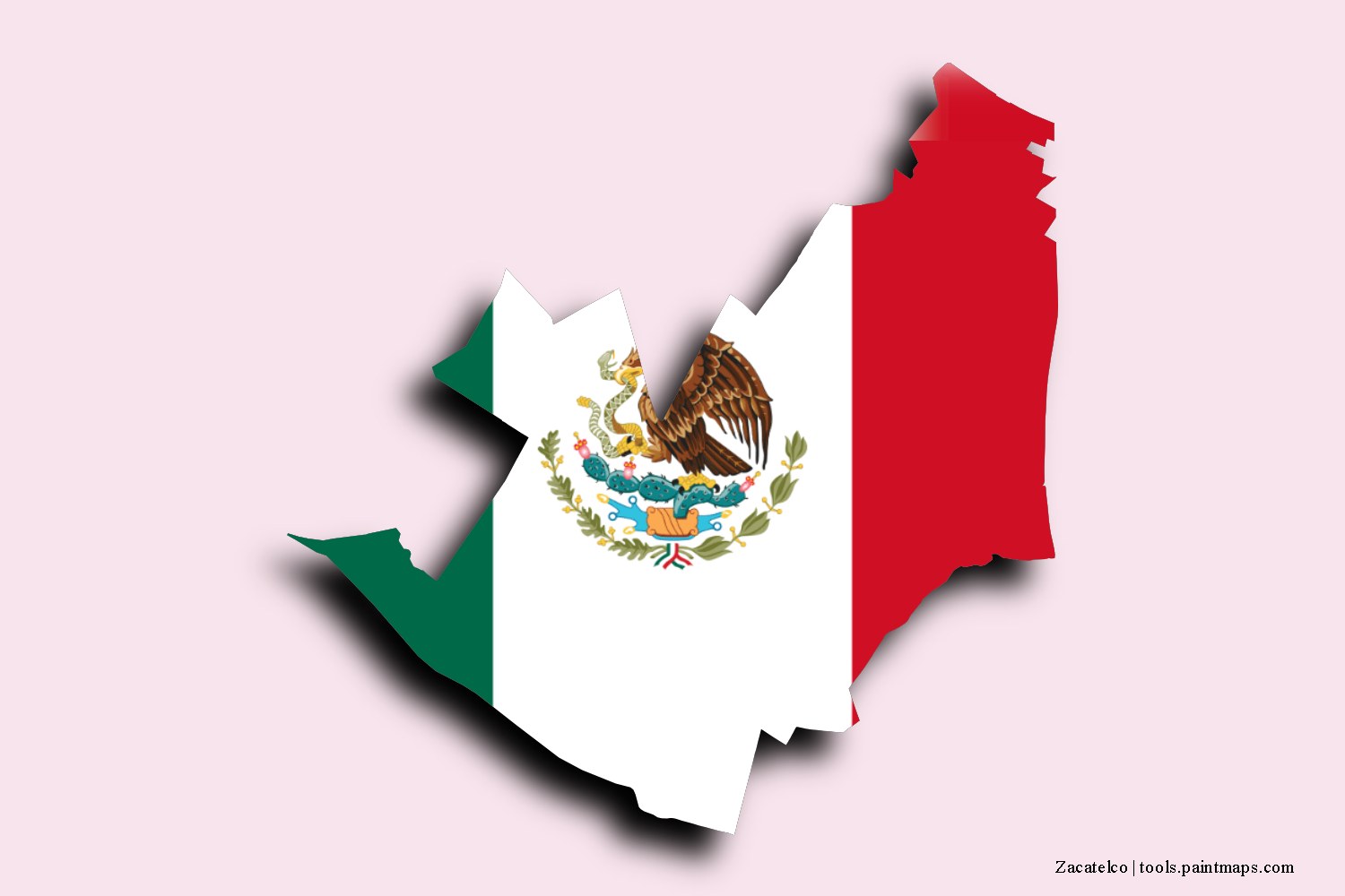 flag map of Zacatelco with 3D shadow effect