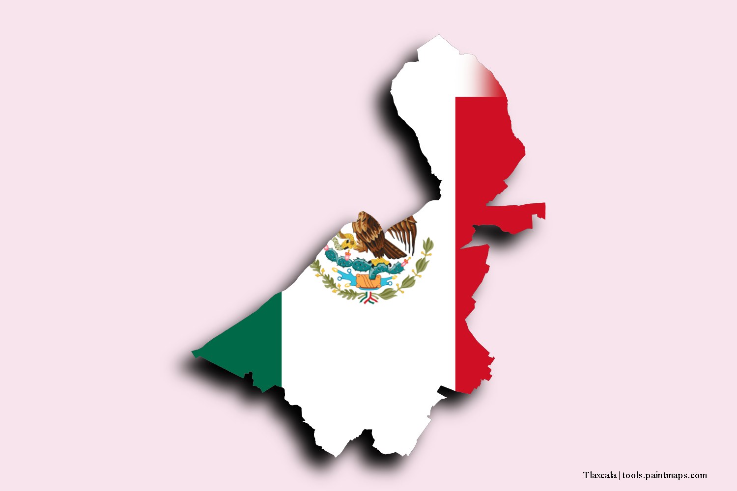 flag map of Tlaxcala with 3D shadow effect