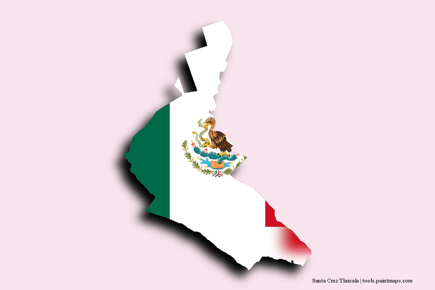 flag map of Santa Cruz Tlaxcala with 3D shadow effect