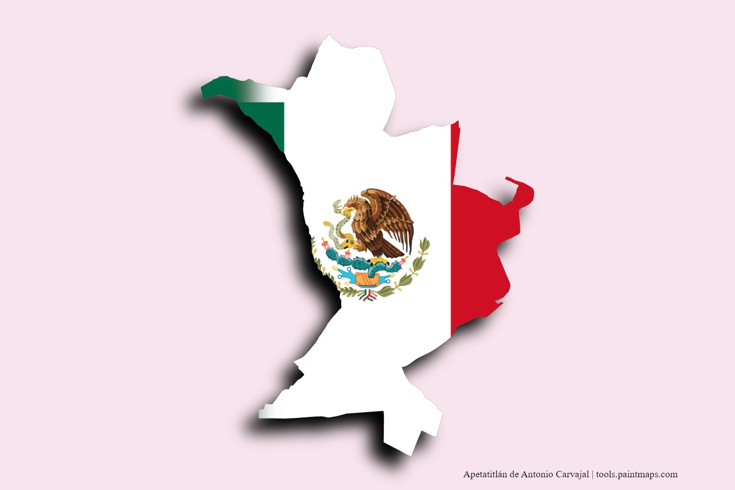 flag map of Apetatitlán de Antonio Carvajal with 3D shadow effect