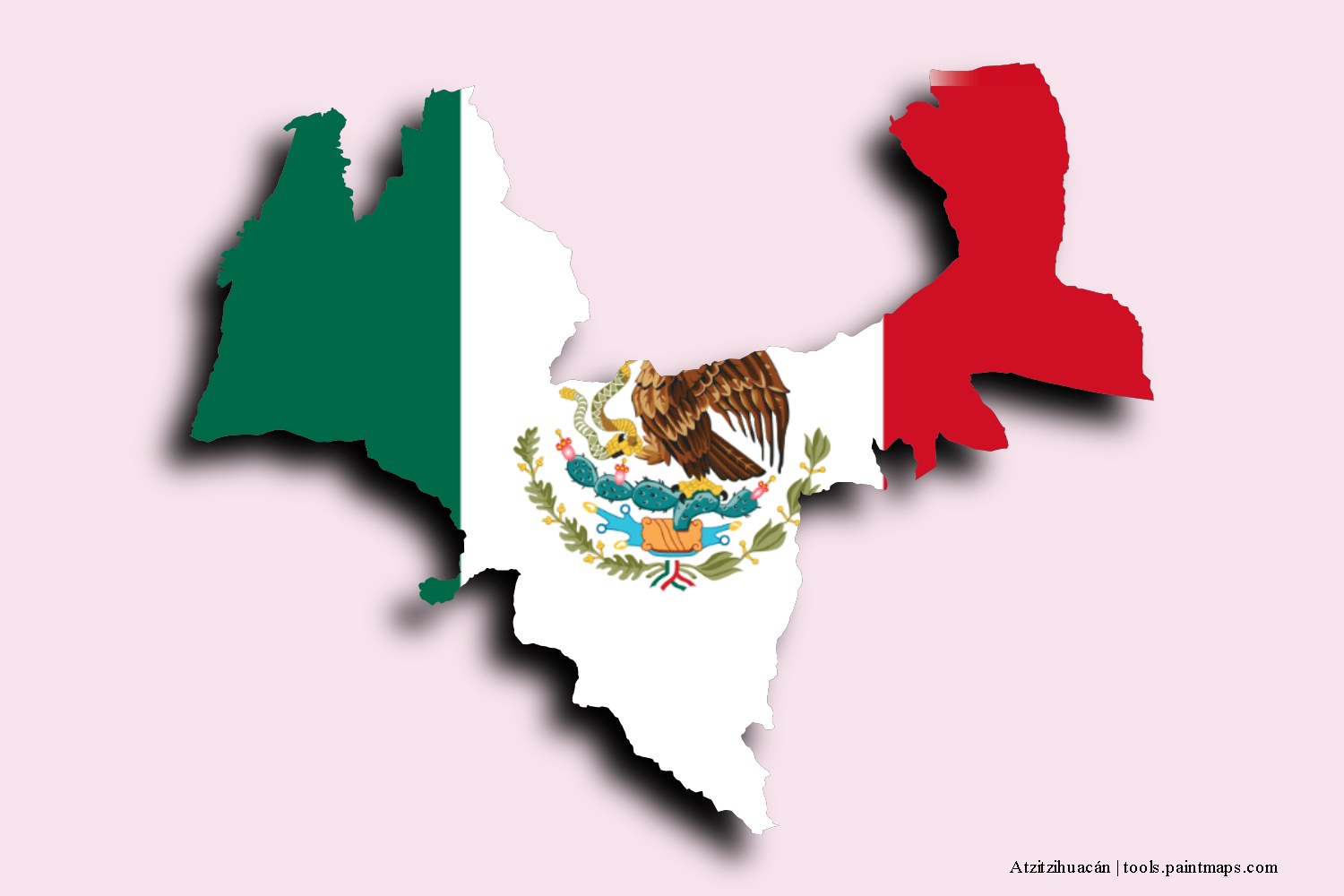 flag map of Atzitzihuacán with 3D shadow effect