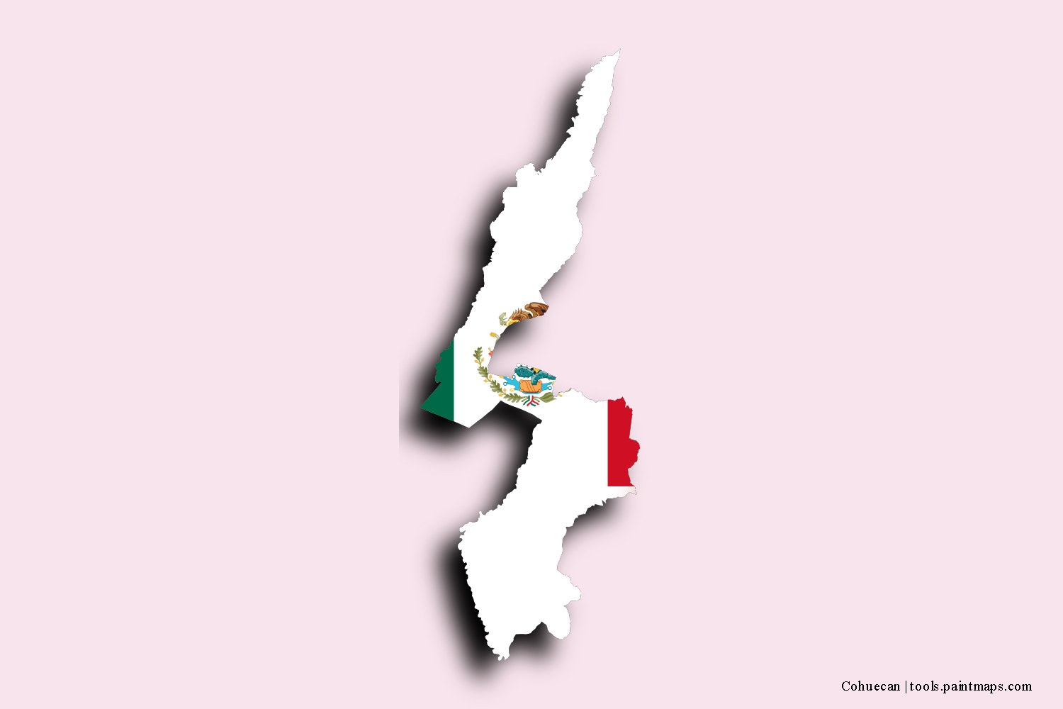 Mapa de la bandera de Cohuecan con efecto de sombra 3D