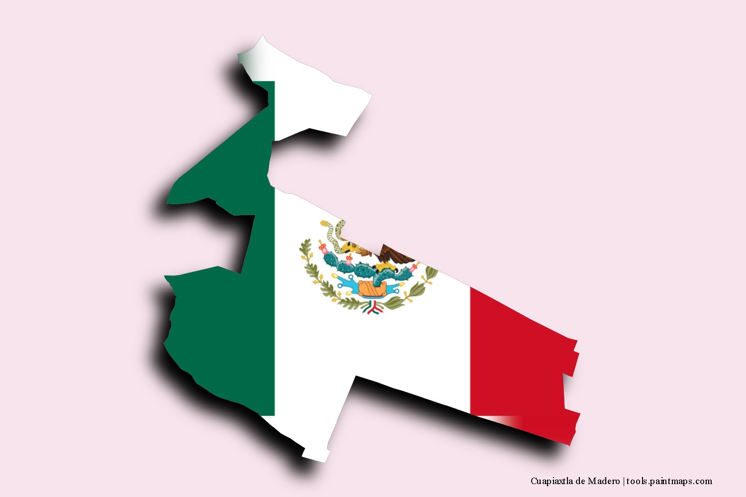 flag map of Cuapiaxtla de Madero with 3D shadow effect