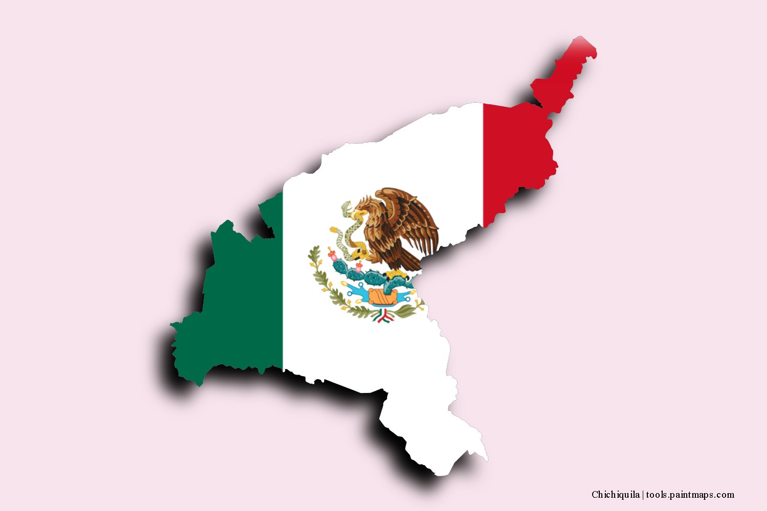 flag map of Chichiquila with 3D shadow effect