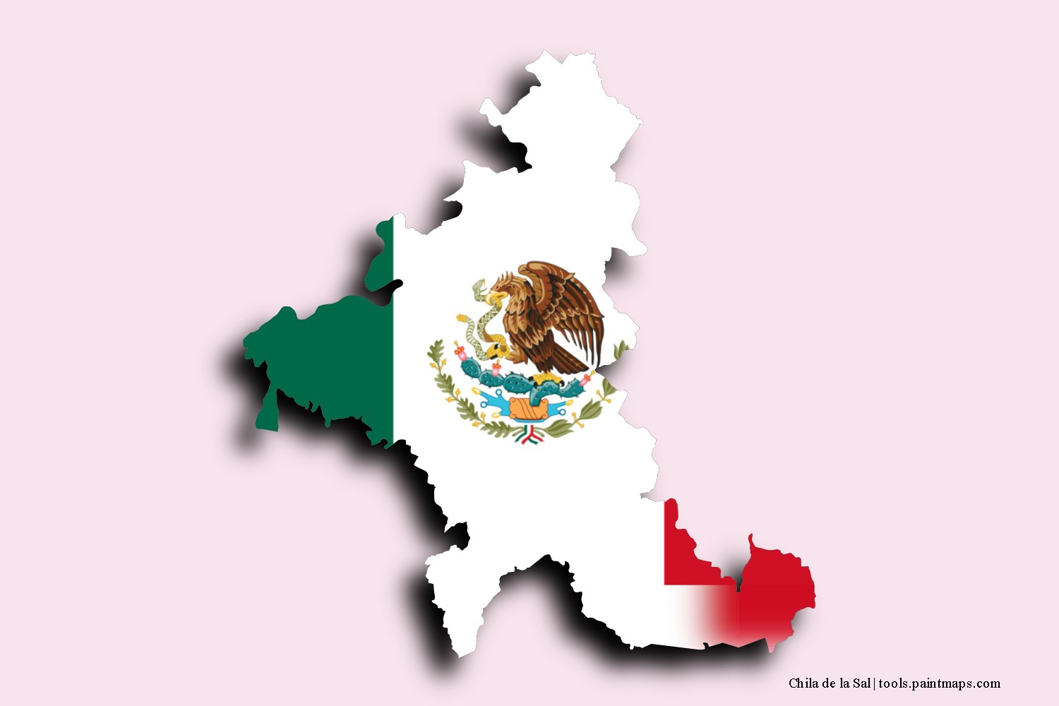 flag map of Chila de la Sal with 3D shadow effect