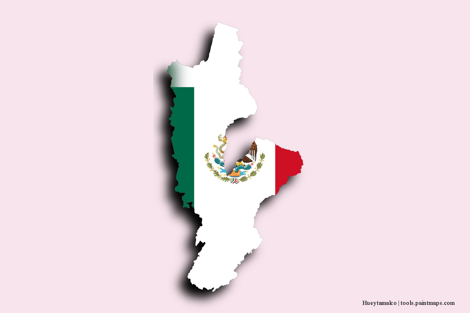 flag map of Hueytamalco with 3D shadow effect