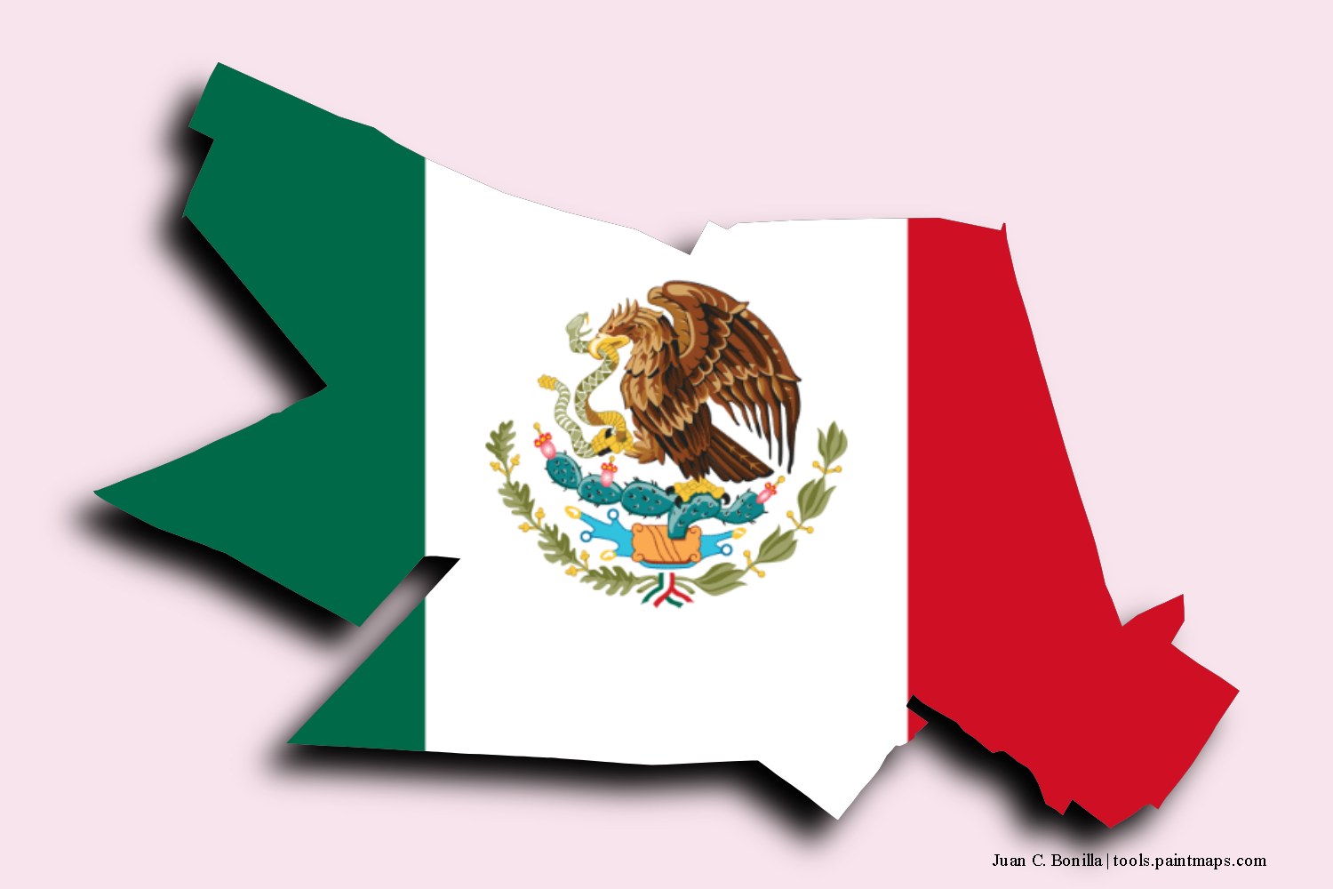 flag map of Juan C. Bonilla with 3D shadow effect