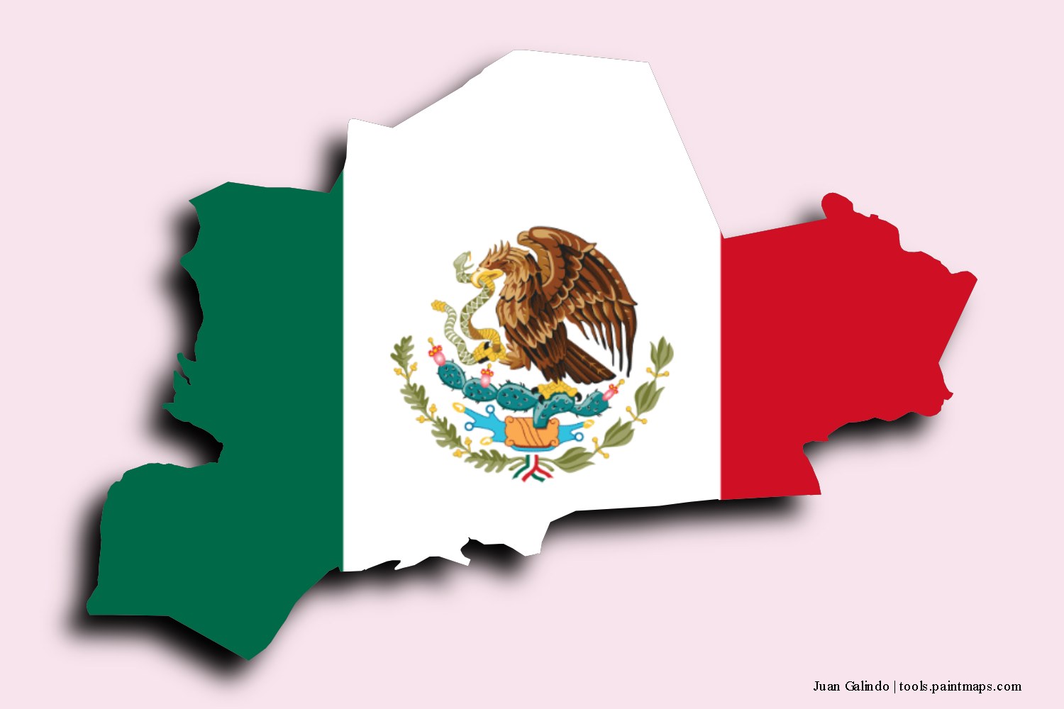 flag map of Juan Galindo with 3D shadow effect