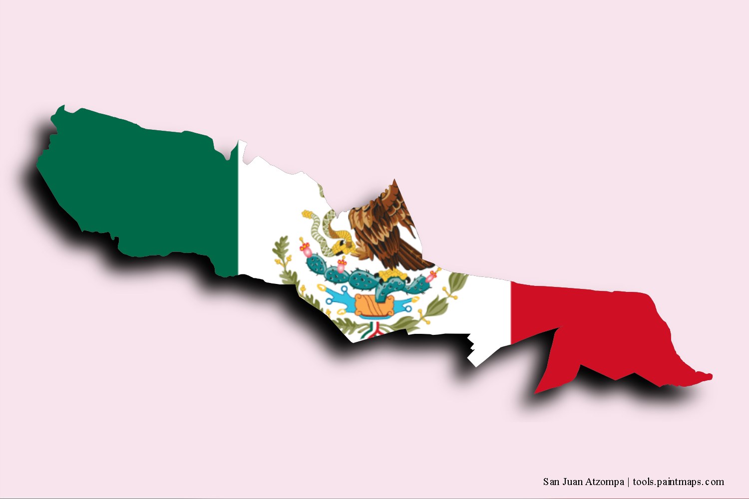 flag map of San Juan Atzompa with 3D shadow effect