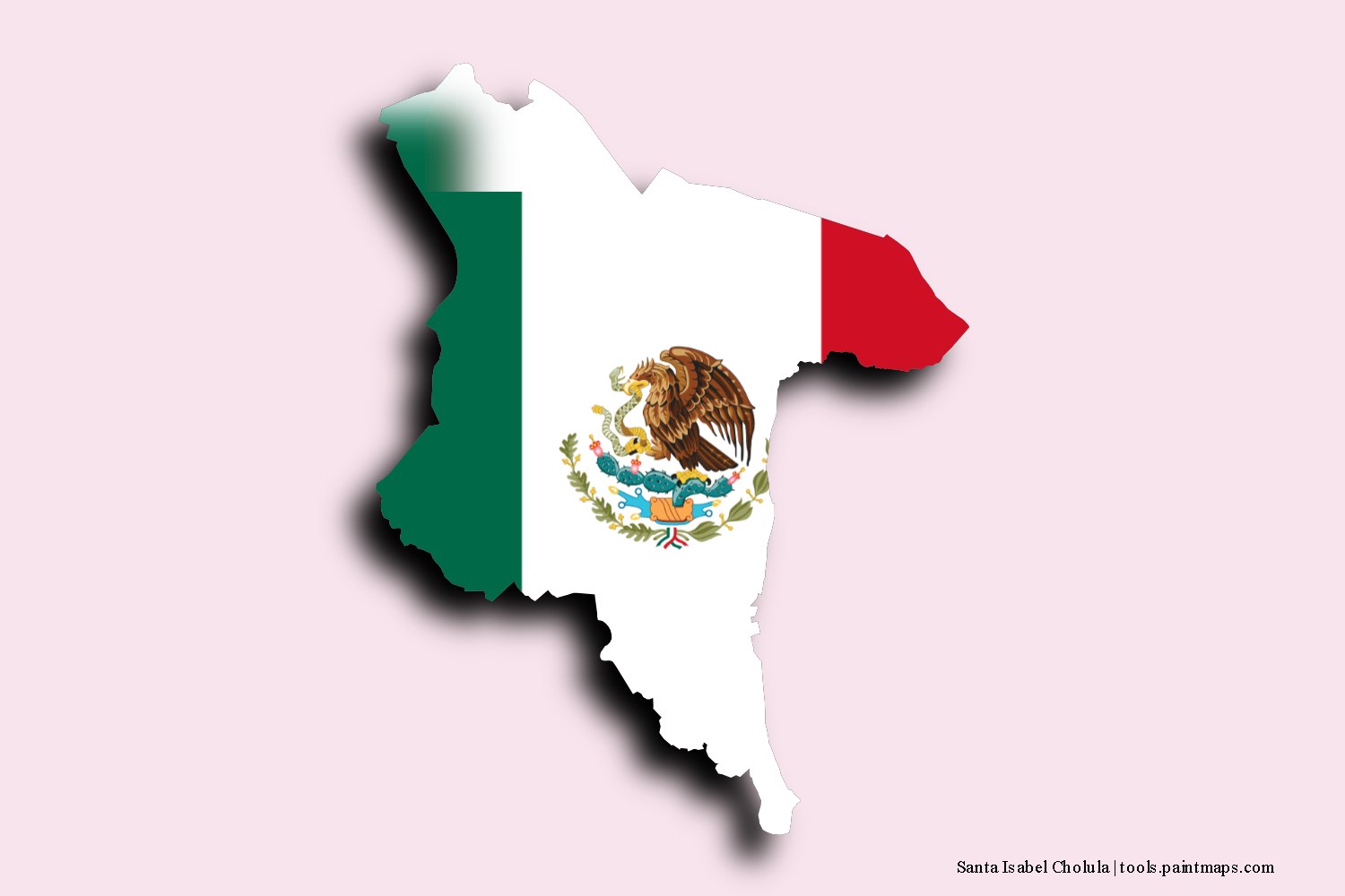 flag map of Santa Isabel Cholula with 3D shadow effect