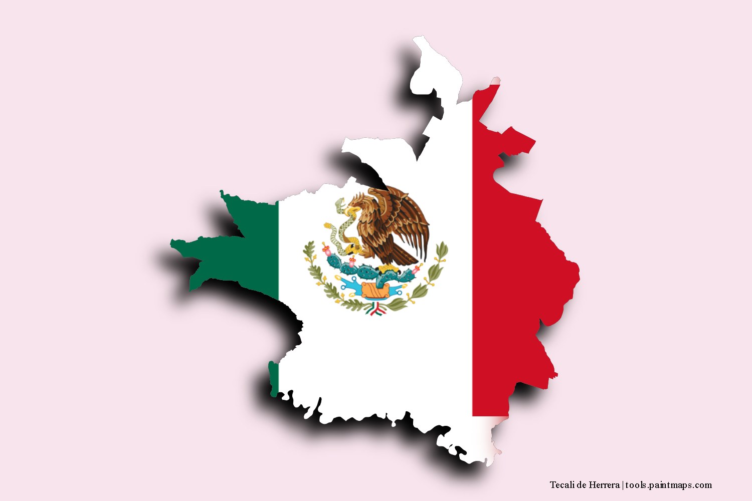 flag map of Tecali de Herrera with 3D shadow effect