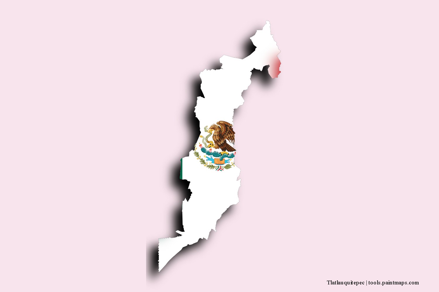 flag map of Tlatlauquitepec with 3D shadow effect