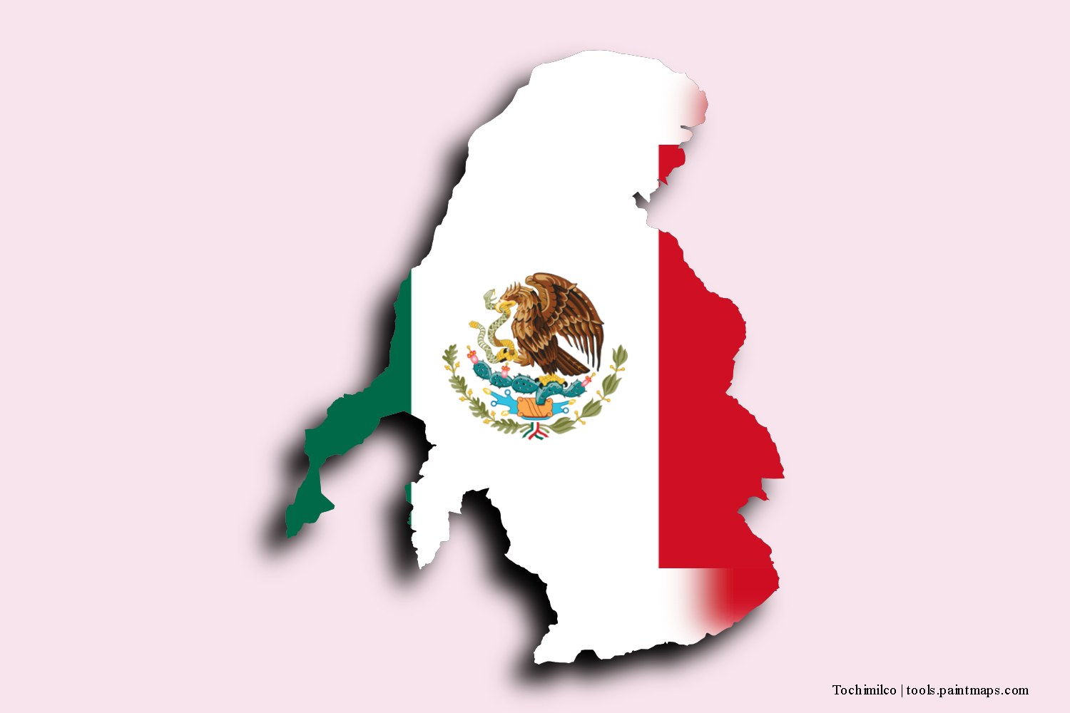 flag map of Tochimilco with 3D shadow effect