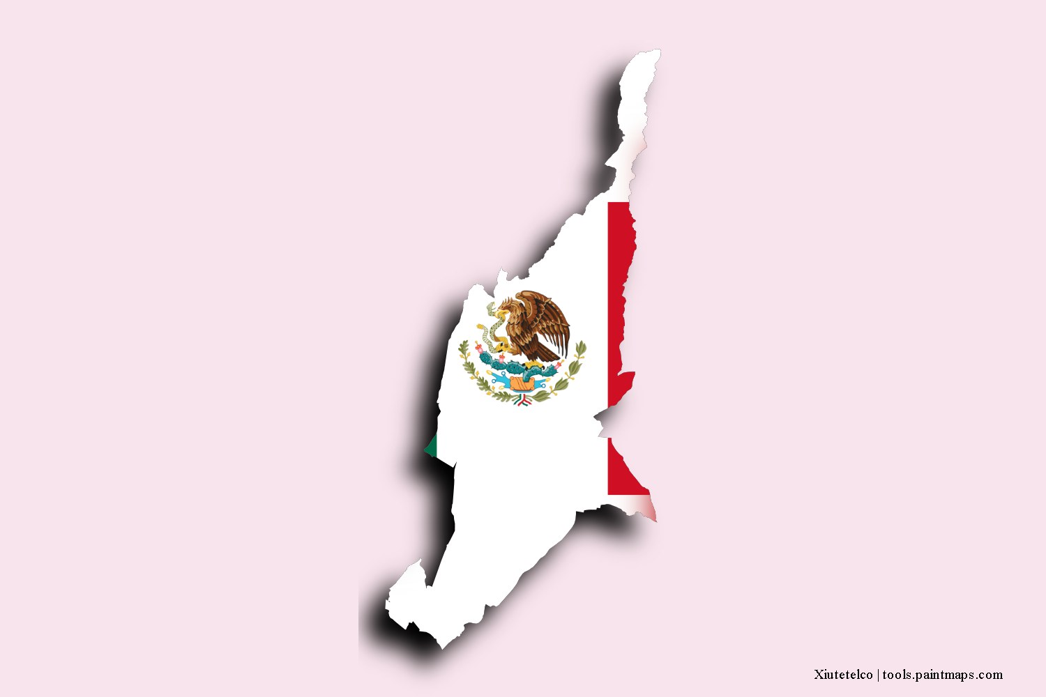 flag map of Xiutetelco with 3D shadow effect