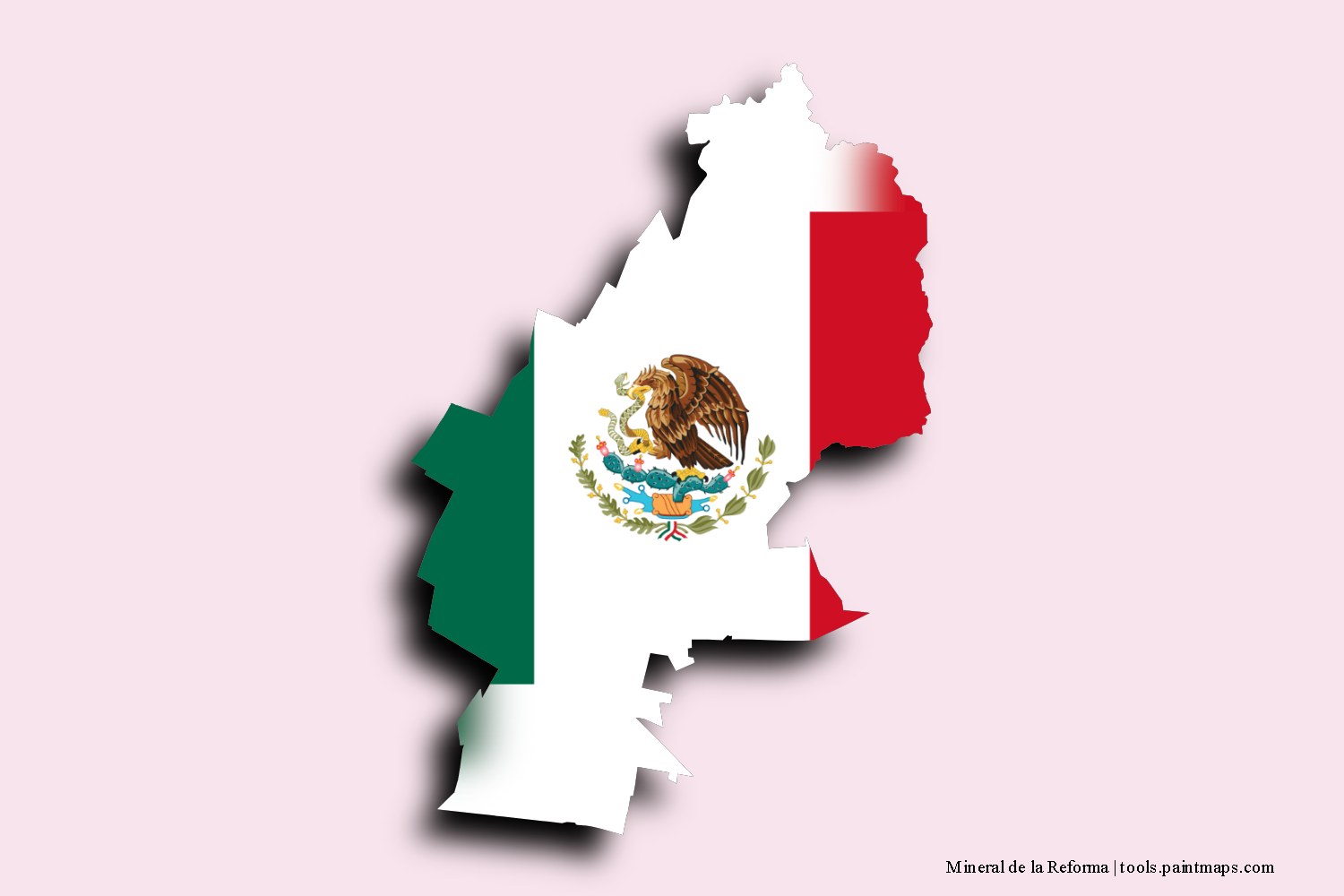 flag map of Mineral de la Reforma with 3D shadow effect