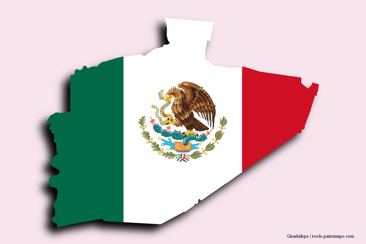 flag map of Guadalupe with 3D shadow effect