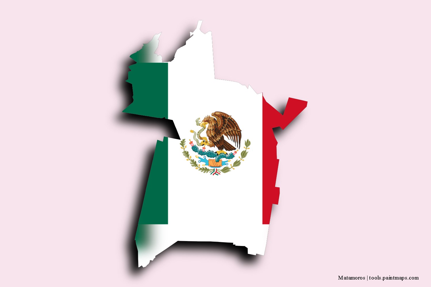 flag map of Matamoros with 3D shadow effect