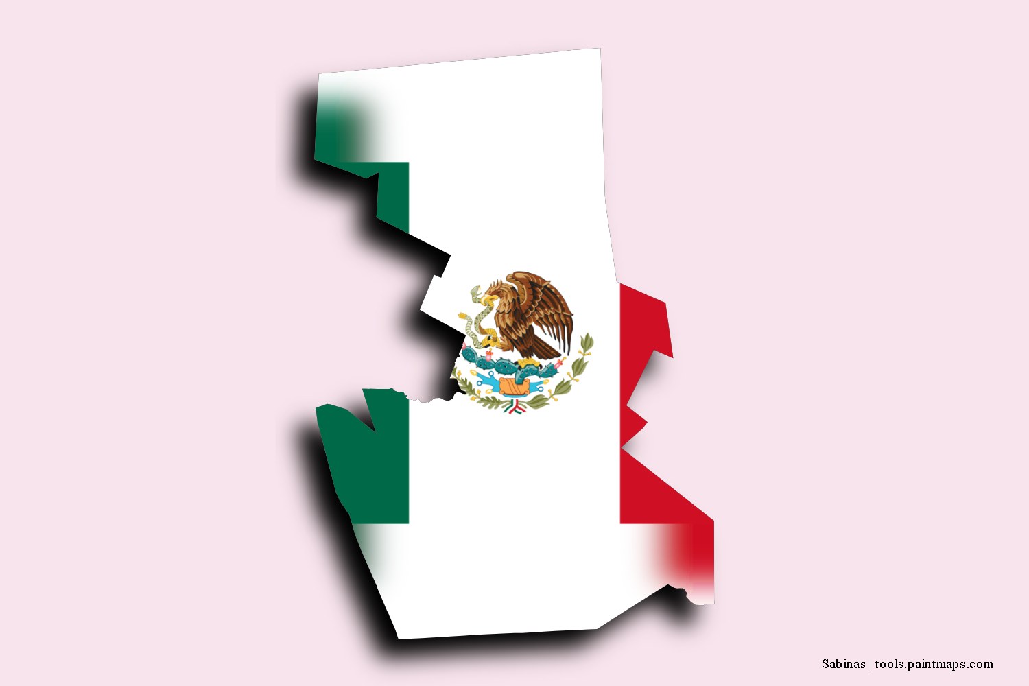 flag map of Sabinas with 3D shadow effect