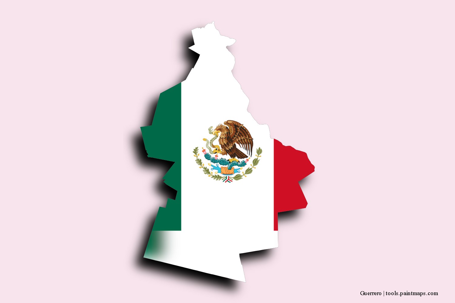 flag map of Guerrero with 3D shadow effect