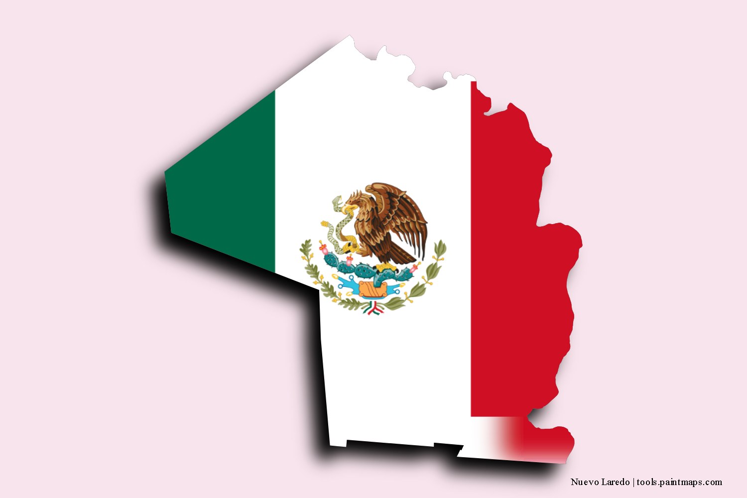 flag map of Nuevo Laredo with 3D shadow effect