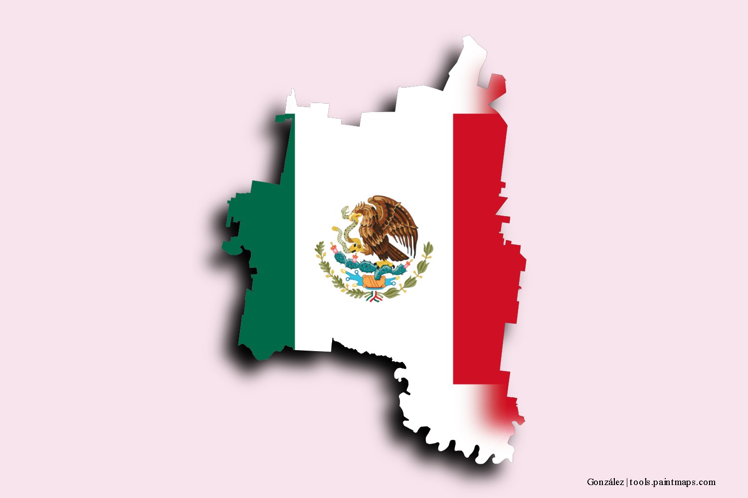 flag map of González with 3D shadow effect