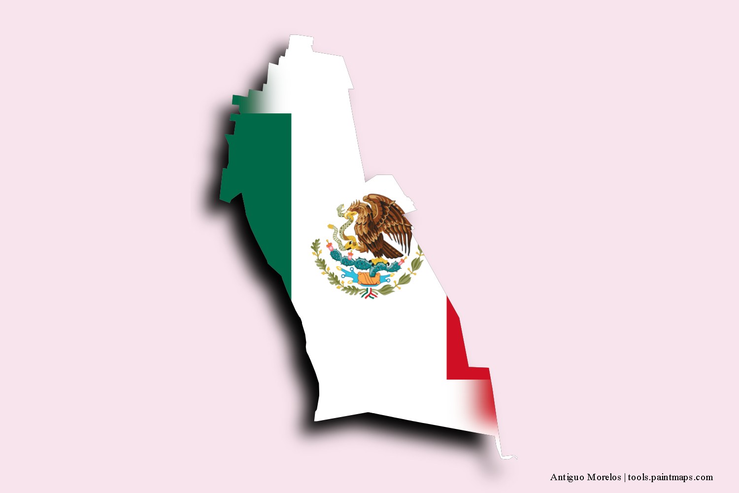 flag map of Antiguo Morelos with 3D shadow effect