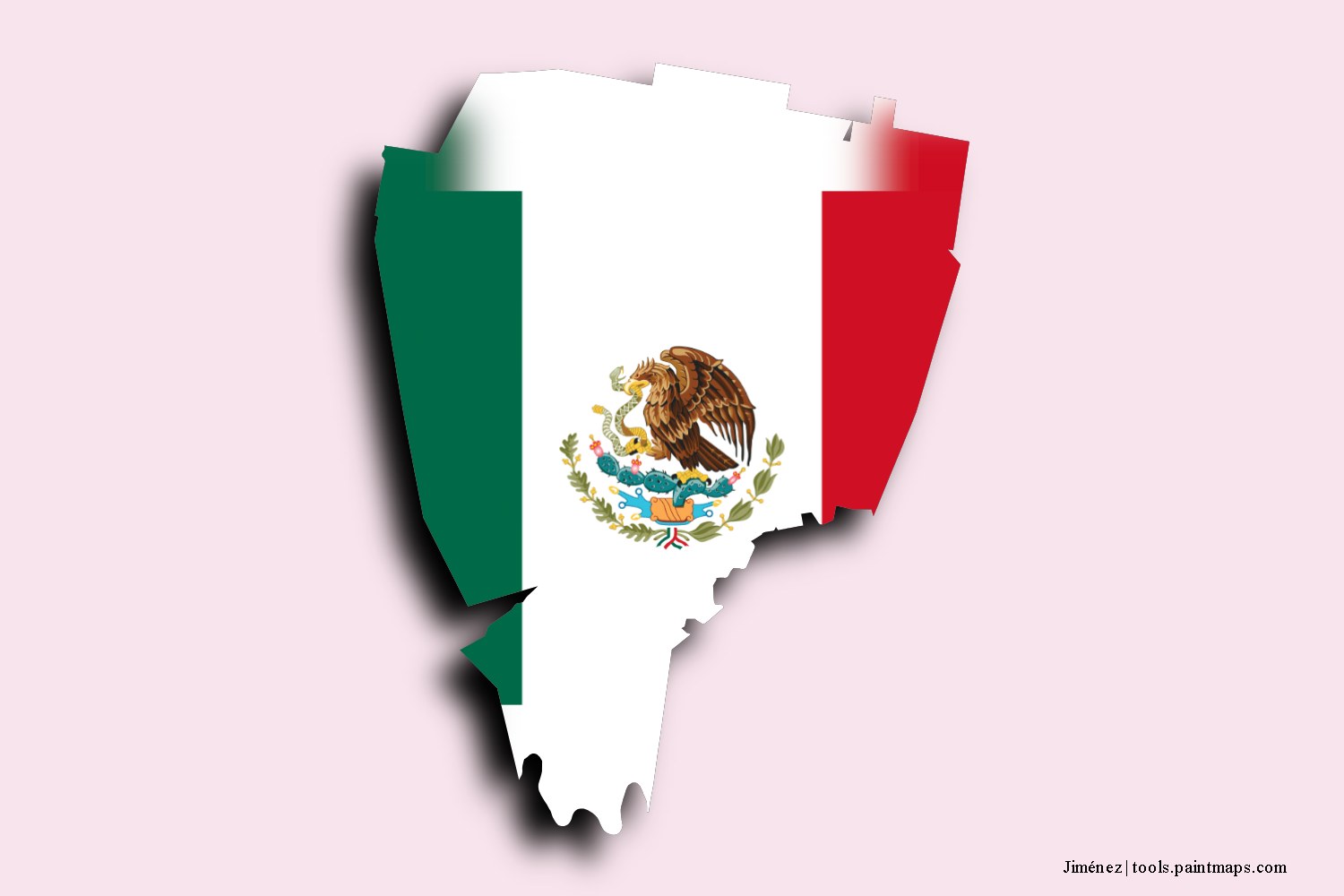 flag map of Jiménez with 3D shadow effect