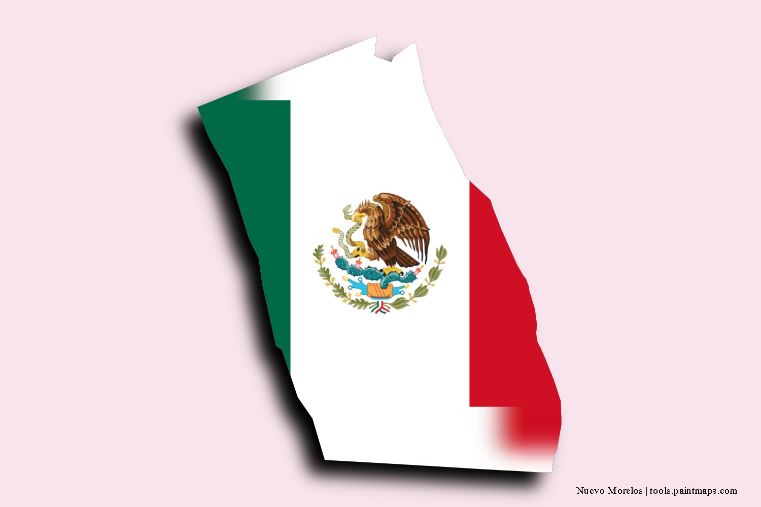 flag map of Nuevo Morelos with 3D shadow effect