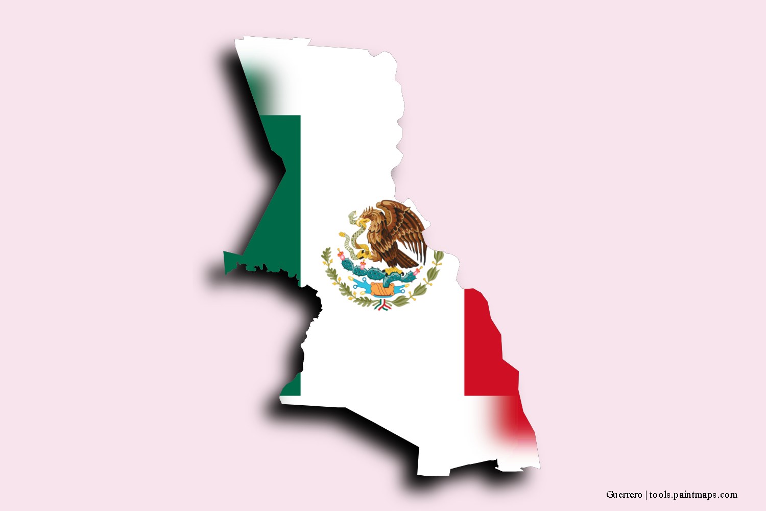 flag map of Guerrero with 3D shadow effect