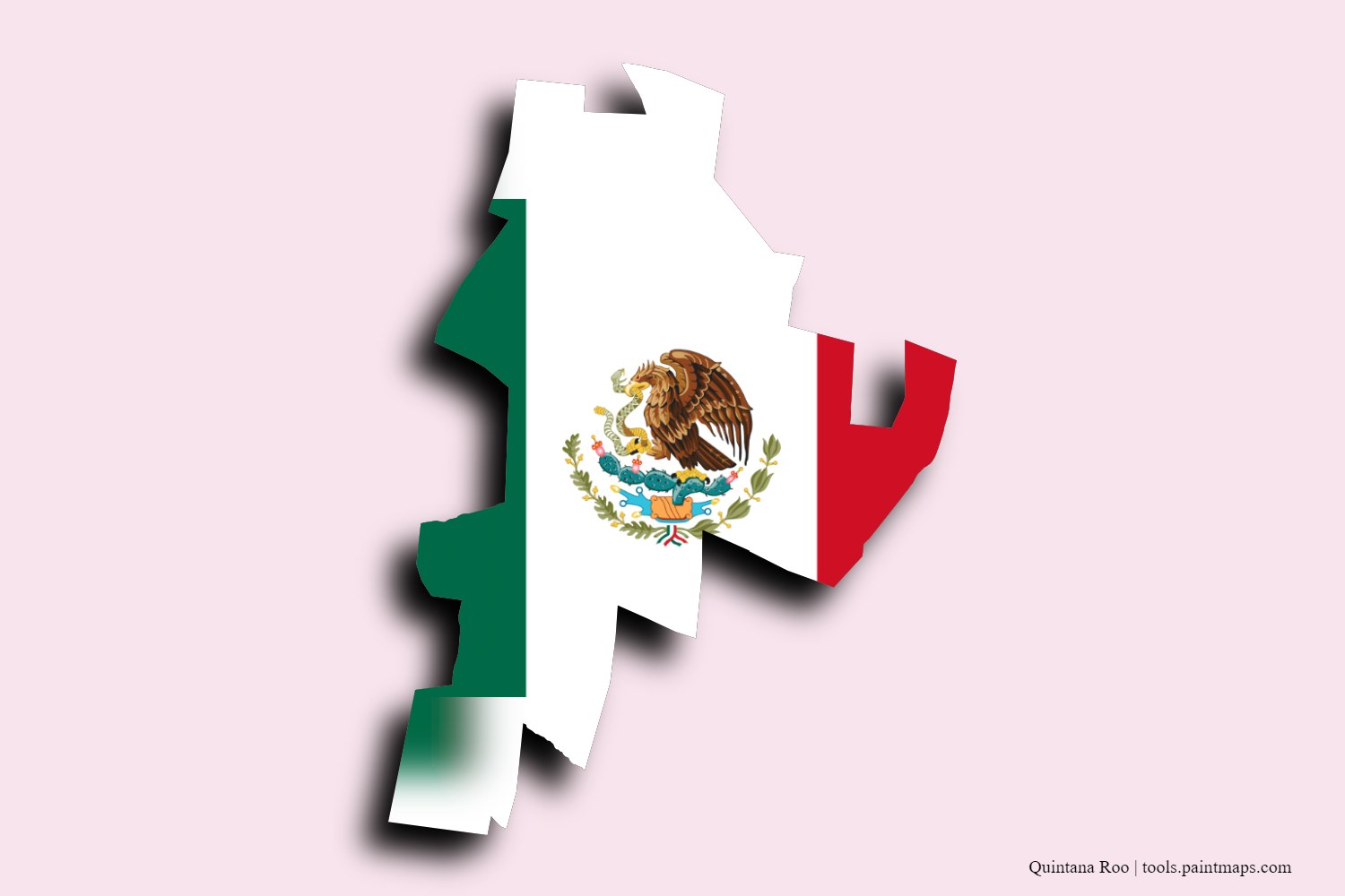 flag map of Quintana Roo with 3D shadow effect