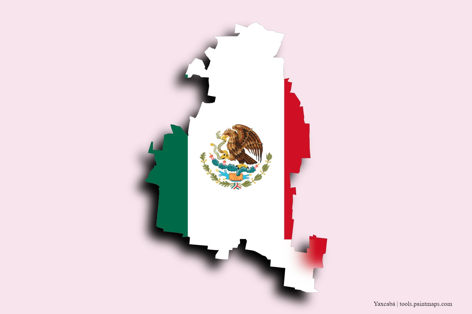 flag map of Yaxcabá with 3D shadow effect