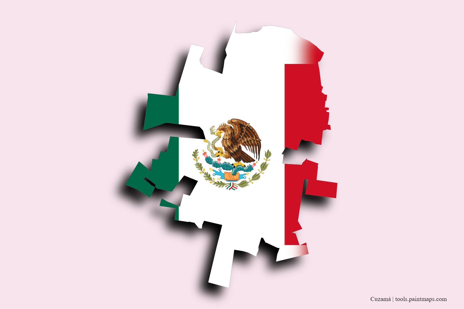 flag map of Cuzamá with 3D shadow effect