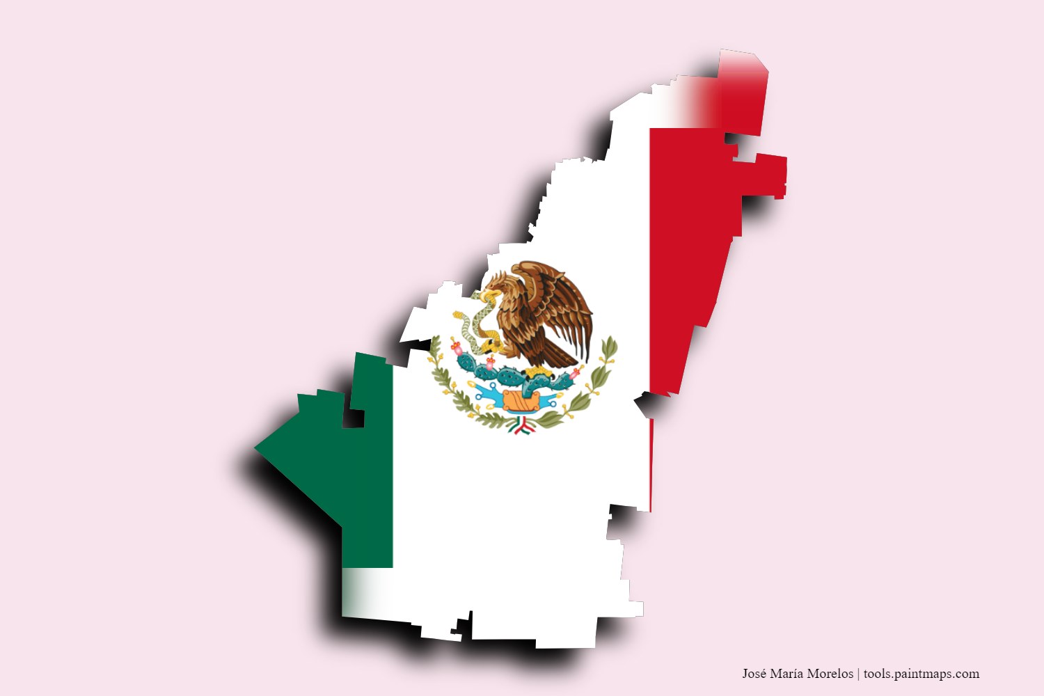 Mapa de la bandera de José María Morelos con efecto de sombra 3D